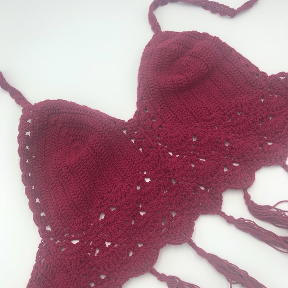 Red wine crochet croptop - Picture 2 of 4